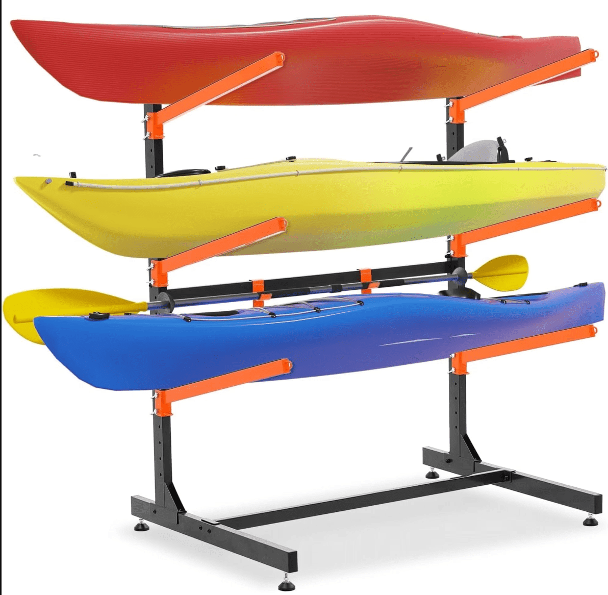 SUNDEER Freestanding Kayak Stand and Storage Rack, Heavy Duty Adjustable for Canoes, Paddleboards, Surfboards