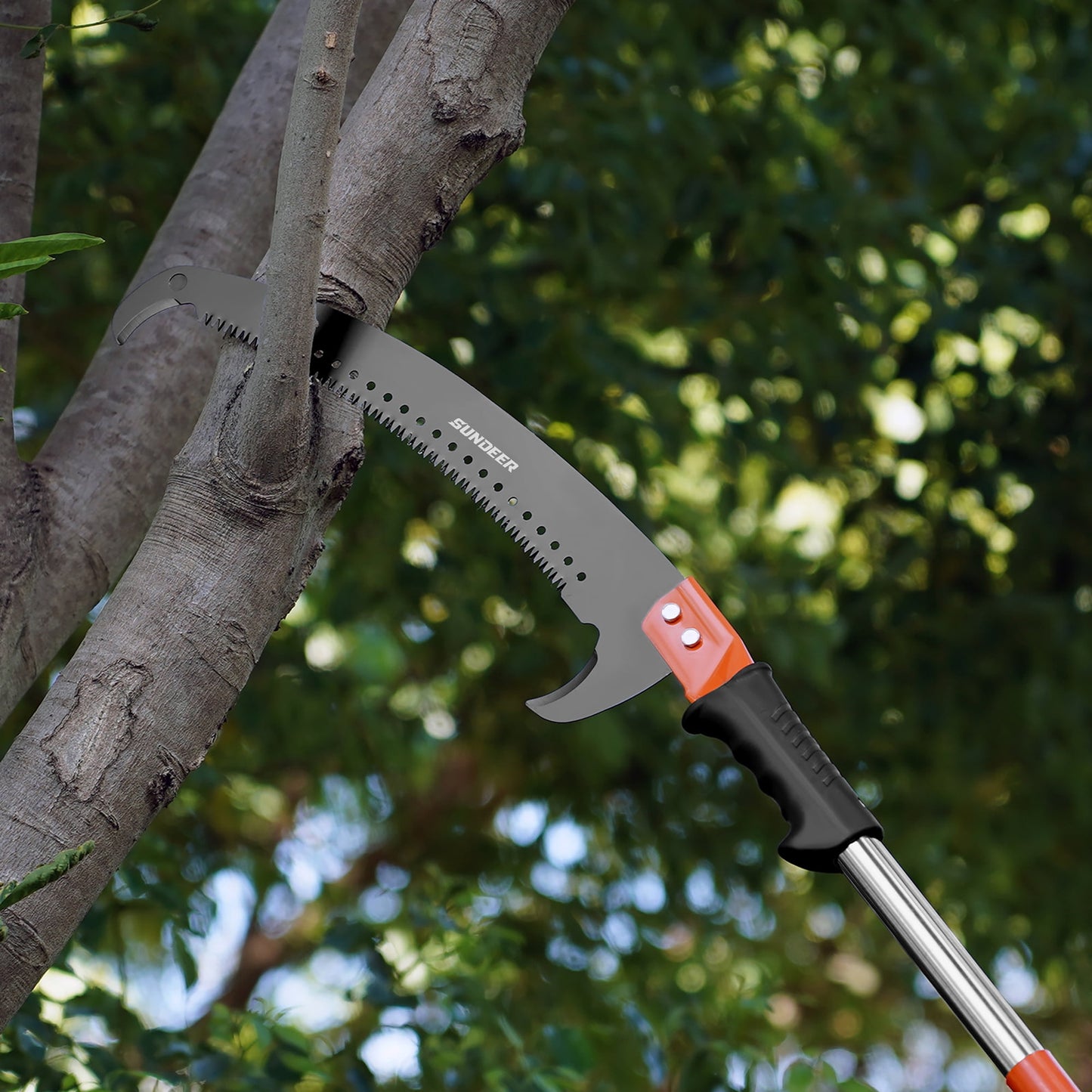 SUNDEER Manual Pole Saw Extendable 10 ft with Stainless Steel Pole & Sharp Steel Blade