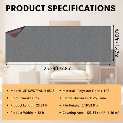 SUNDEER Indoor Outdoor Carpet 6x14 ft Blue Marine Carpet with Waterproof TPE Backing 0.2" Thick Area Rugs