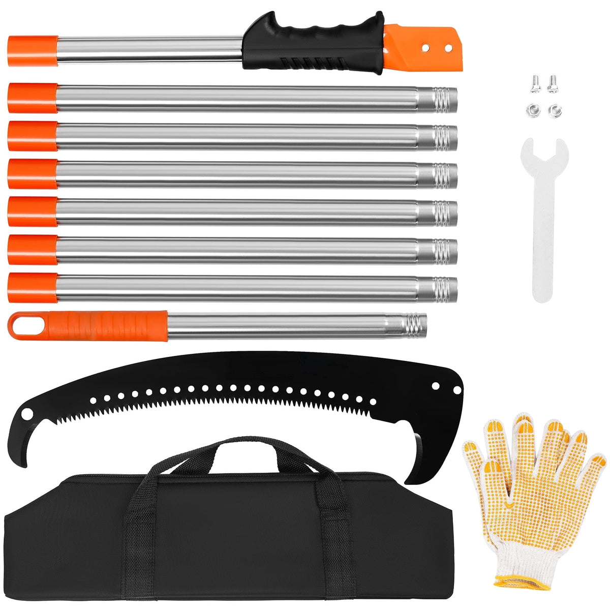 SUNDEER Manual Pole Saw Extendable 10 ft with Stainless Steel Pole & Sharp Steel Blade