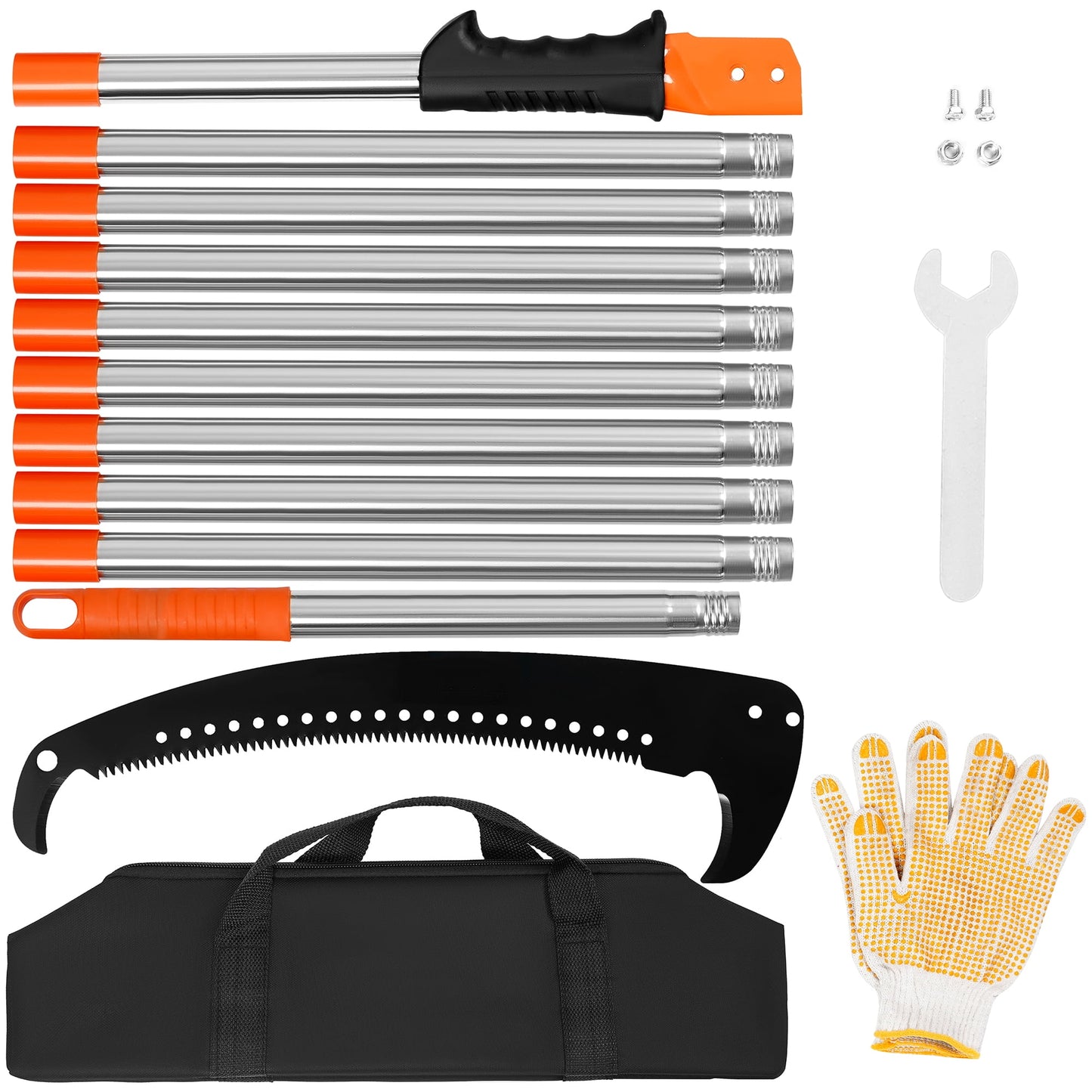 SUNDEER Manual Pole Saw Extendable 10 ft with Stainless Steel Pole & Sharp Steel Blade