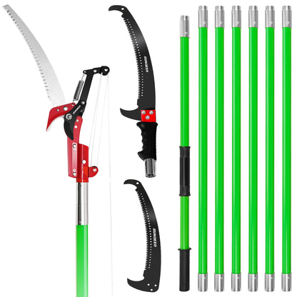 SUNDEER 27ft Manual Pole Saws for Tree Trimming 2 IN 1 Manual Pole Saw Extendable Tree Pruner
