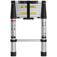 SUNDEER 12.5ft Aluminum Telescoping Ladder 375lbs Load Capacity One Button Retraction Telescopic Extension Ladder