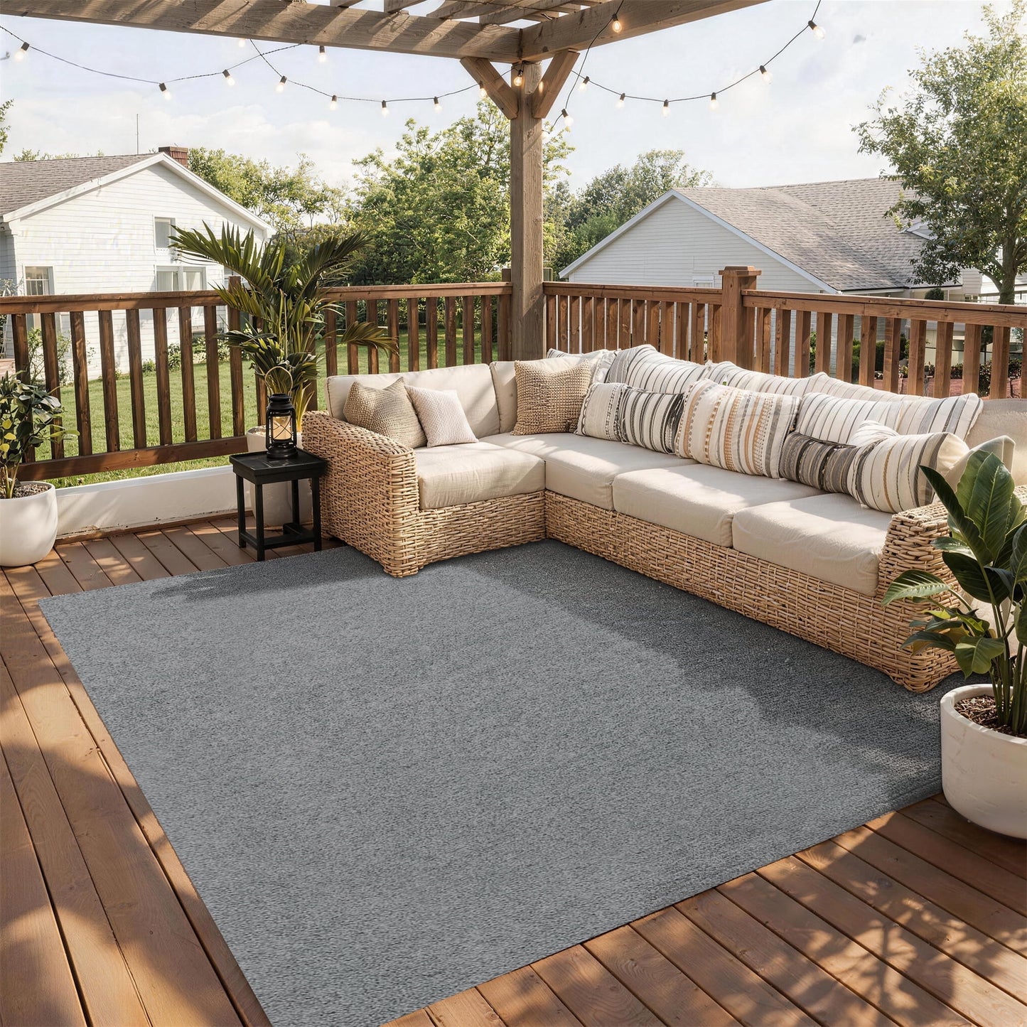 SUNDEER Indoor Outdoor Carpet 6x14 ft Blue Marine Carpet with Waterproof TPE Backing 0.2" Thick Area Rugs