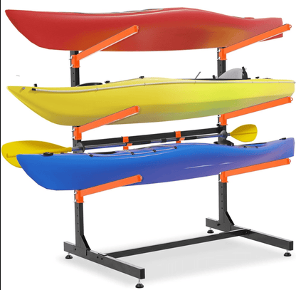 SUNDEER Freestanding Kayak Stand and Storage Rack, Heavy Duty Adjustable for Canoes, Paddleboards, Surfboards