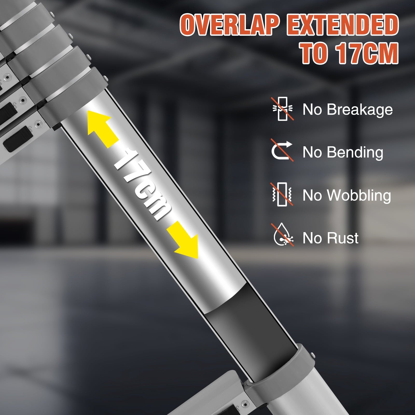 SUNDEER 16.5FT Aluminum Telescoping Ladder with Hooks 400lbs Capacity Aluminum Telescopic Extension Ladder